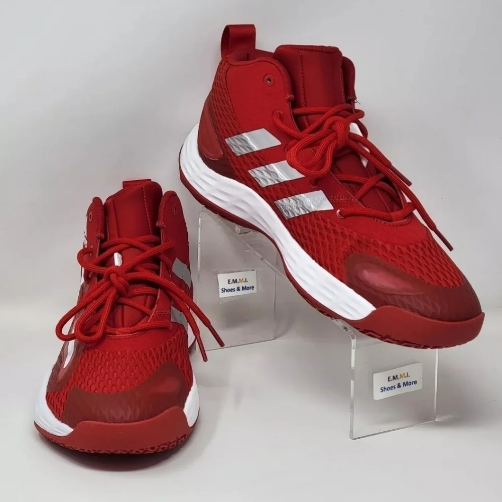 Adidas Exhibit A Sample Mens Size 12.5 Mid Basketball Shoes Red White GW7934 New